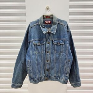 Denim Gear DG Mens XXL Vintage Denim Trucker Jacket Medium Wash Blue Cotton